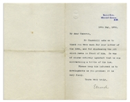 Winston Churchill Letter Signed as President of the Board of Trade in 1908